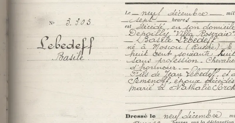 A page of the death register of Nice, 1930