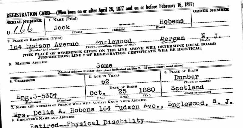A United States Selective Service registration card, 1942