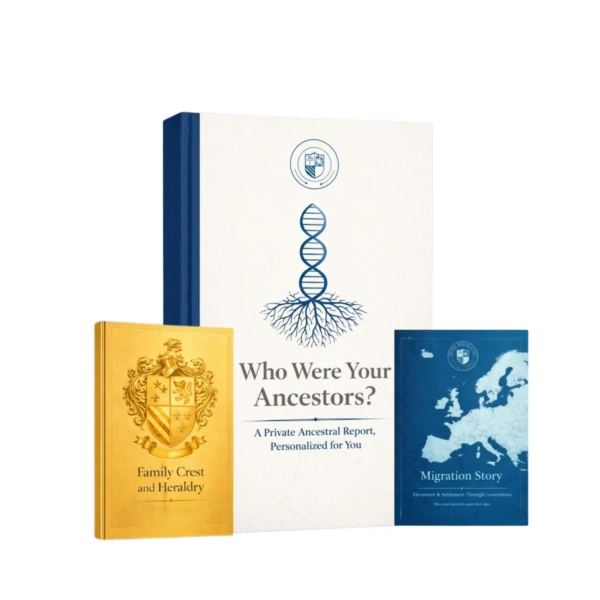 Family heritage certificate, scroll and medal set — personalized Family Legacy Report