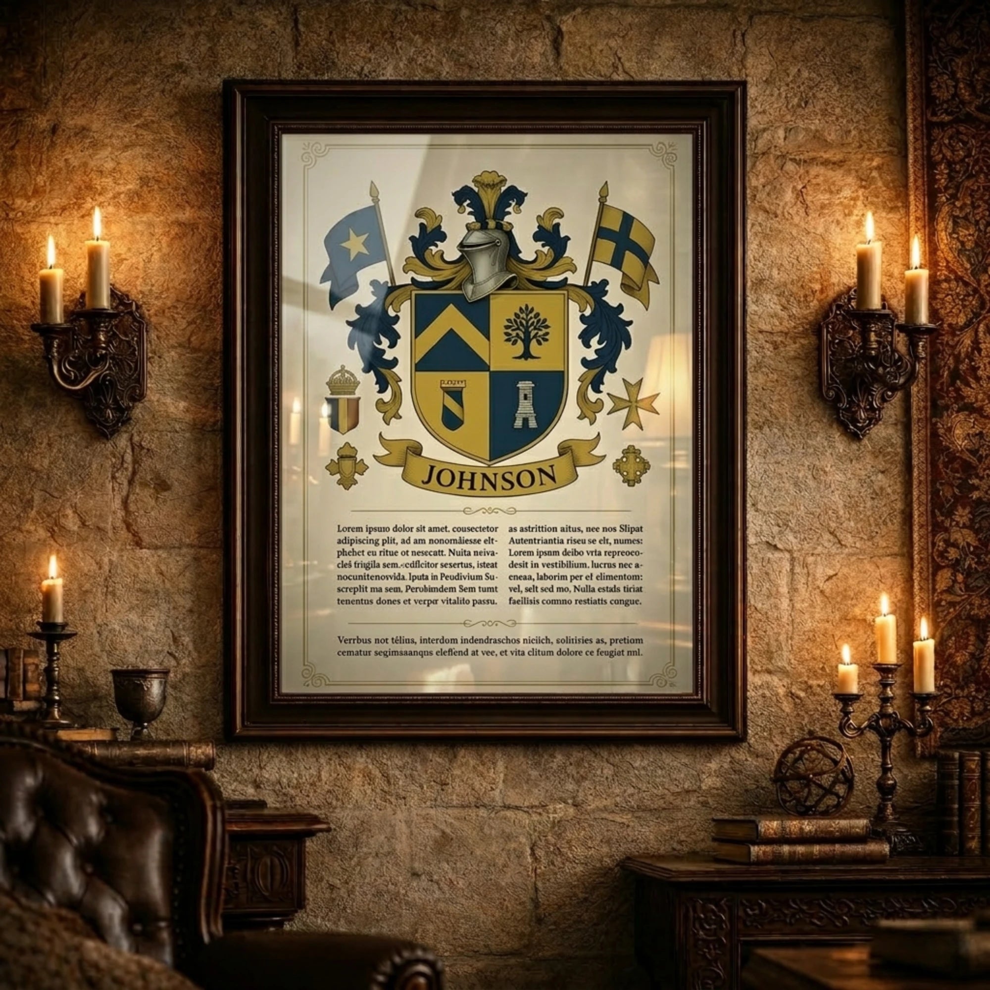 Framed Family Crest Wall Art