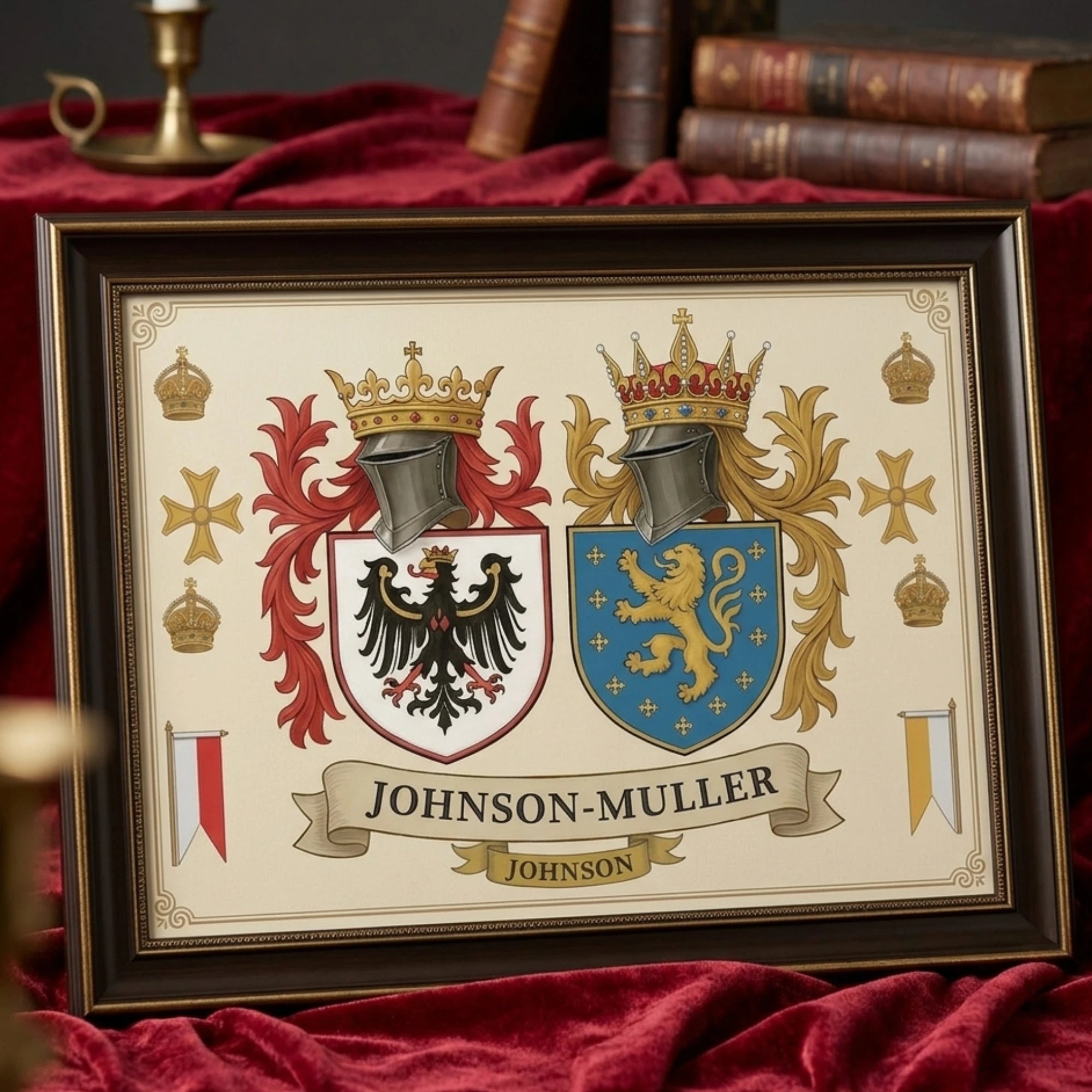 Dual Family Crest Framed